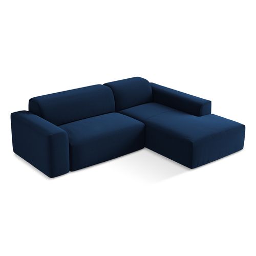 Canapé D'angle 3 Places Modulaire Droit Keli En Velours Bleu Royal