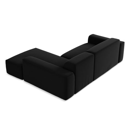 Canapé D'angle 3 Places Modulaire Droit Keli En Velours Noir