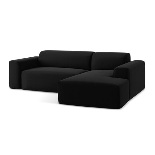 Canapé D'angle 3 Places Modulaire Droit Keli En Velours Noir