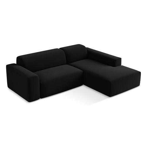 Canapé D'angle 3 Places Modulaire Droit Keli En Velours Noir