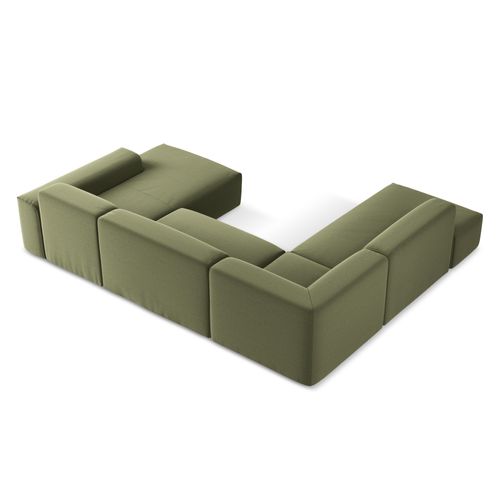 Canapé Panoramique 5 Places Gauche Keli En Velours Olive