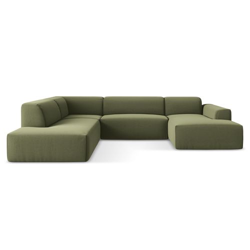 Canapé Panoramique 5 Places Gauche Keli En Velours Olive