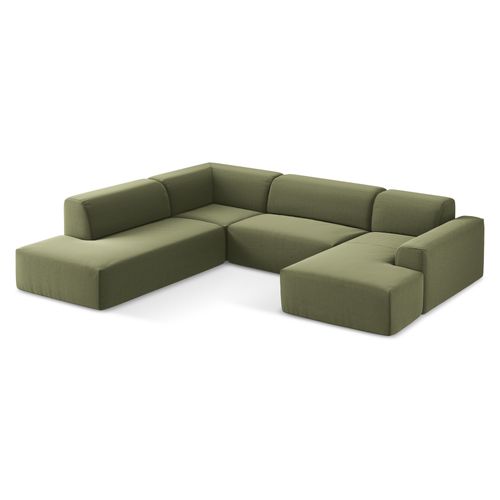Canapé Panoramique 5 Places Gauche Keli En Velours Olive