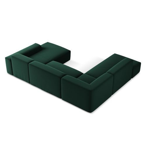 Canapé Panoramique 5 Places Gauche Keli En Velours Bouteille Verte