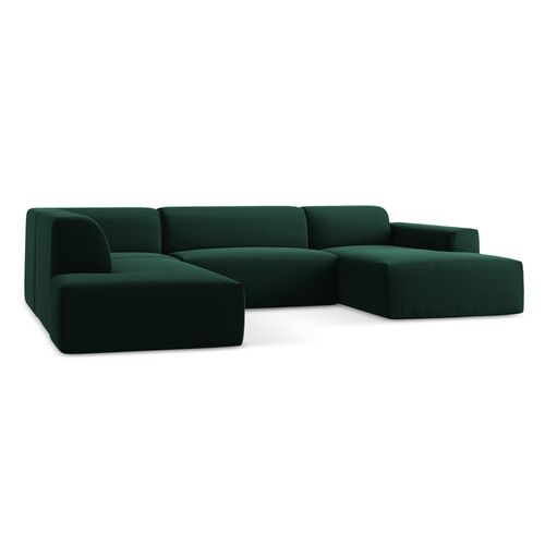 Canapé Panoramique 5 Places Gauche Keli En Velours Bouteille Verte