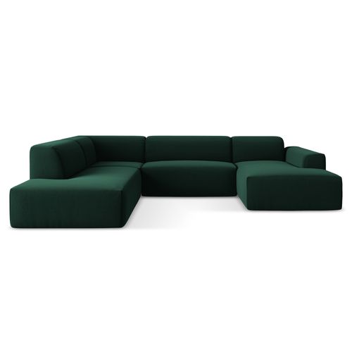 Canapé Panoramique 5 Places Gauche Keli En Velours Bouteille Verte