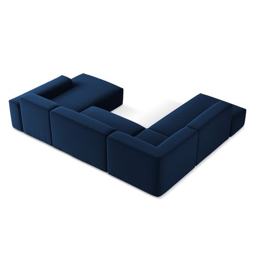 Canapé Panoramique 5 Places Gauche Keli En Velours Bleu Royal