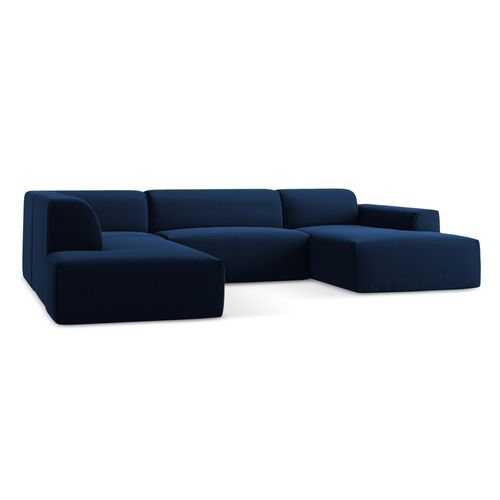 Canapé Panoramique 5 Places Gauche Keli En Velours Bleu Royal