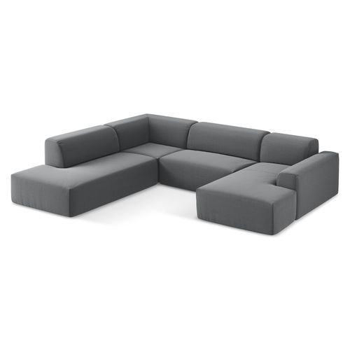 Canapé Panoramique 5 Places Gauche Keli En Velours Acier
