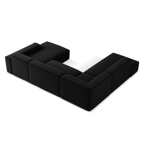 Canapé Panoramique 5 Places Gauche Keli En Velours Noir