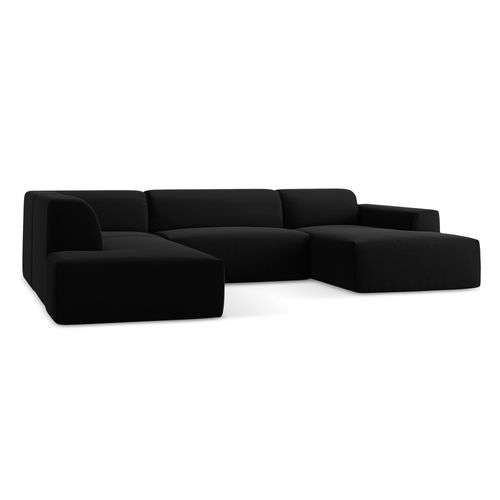 Canapé Panoramique 5 Places Gauche Keli En Velours Noir