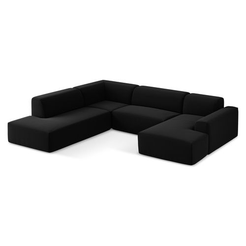 Canapé Panoramique 5 Places Gauche Keli En Velours Noir