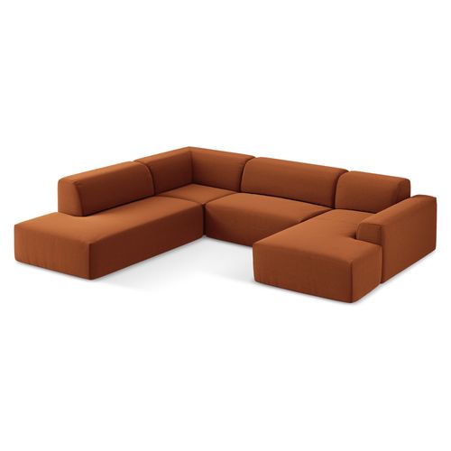 Canapé Panoramique 5 Places Gauche Keli En Velours Terre Cuite