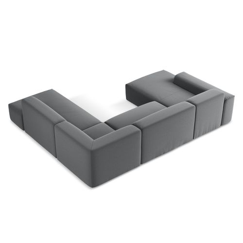 Canapé Panoramique 5 Places Droit Keli En Velours Acier