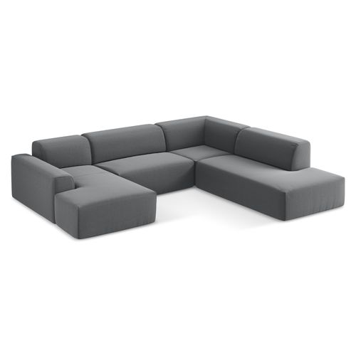 Canapé Panoramique 5 Places Droit Keli En Velours Acier