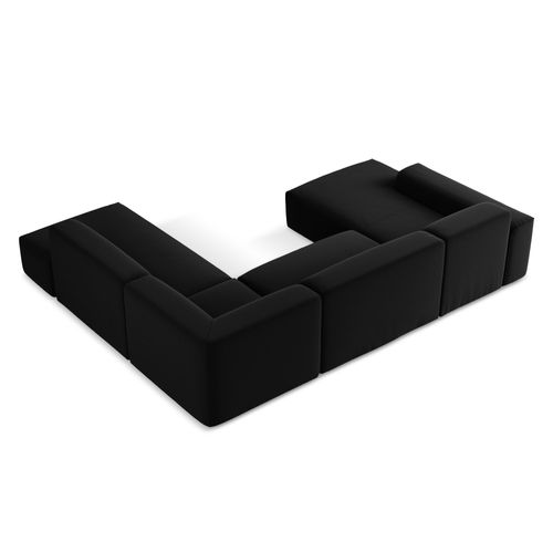 Canapé Panoramique 5 Places Droit Keli En Velours Noir