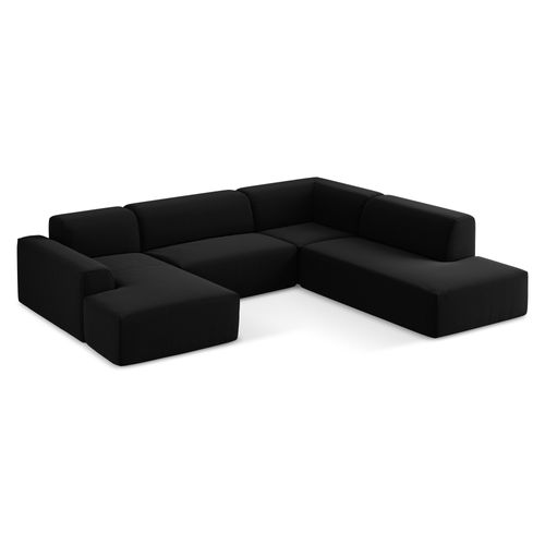 Canapé Panoramique 5 Places Droit Keli En Velours Noir