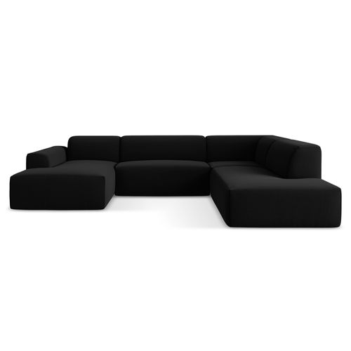 Canapé Panoramique 5 Places Droit Keli En Velours Noir