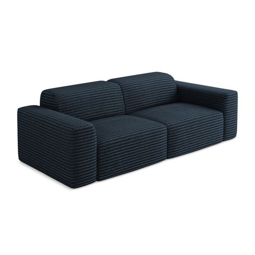 Canapé Modulable 2 Places Keli En Velours Côtelé Bleu Royal