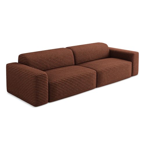 Canapé Modulable 4 Places Keli En Velours Côtelé Terre Cuite