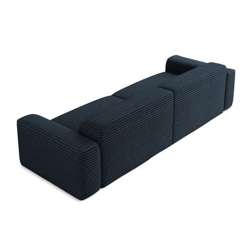 Canapé Modulable 4 Places Keli En Velours Côtelé Bleu Royal