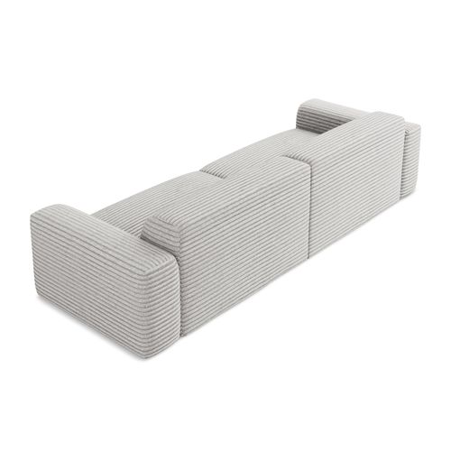 Canapé Modulable 4 Places Keli En Velours Côtelé Gris Clair