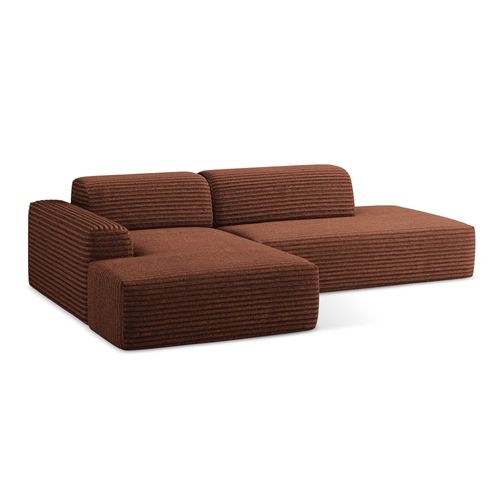Canapé D'angle 3 Places Modulaire Droit Keli En Velours Côtelé Terre Cuite