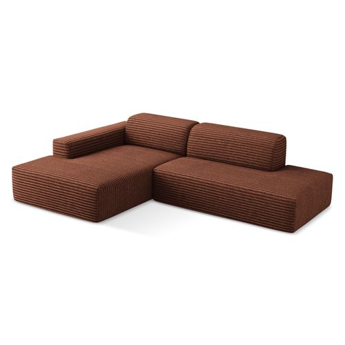 Canapé D'angle 3 Places Modulaire Droit Keli En Velours Côtelé Terre Cuite