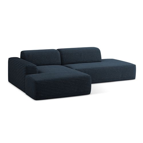 Canapé D'angle 3 Places Modulaire Droit Keli En Velours Côtelé Bleu Royal