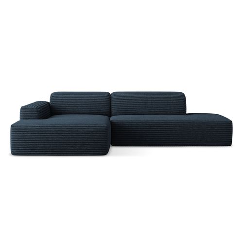 Canapé D'angle 3 Places Modulaire Droit Keli En Velours Côtelé Bleu Royal