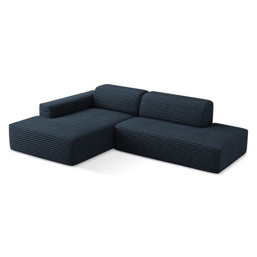 Canapé D'angle 3 Places Modulaire Droit Keli En Velours Côtelé Bleu Royal