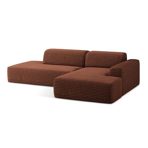 Canapé D'angle 3 Places Modulaire Gauche Keli En Velours Côtelé Terre Cuite