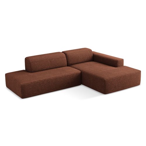 Canapé D'angle 3 Places Modulaire Gauche Keli En Velours Côtelé Terre Cuite