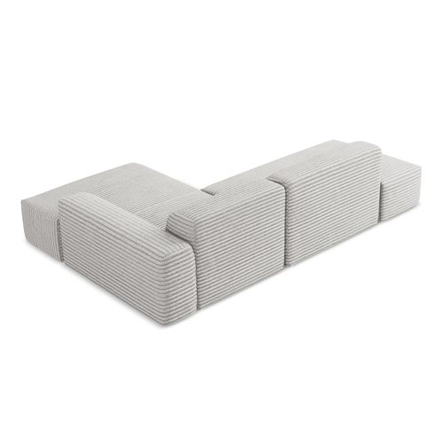 Canapé D'angle 3 Places Modulaire Gauche Keli En Velours Côtelé Gris Clair