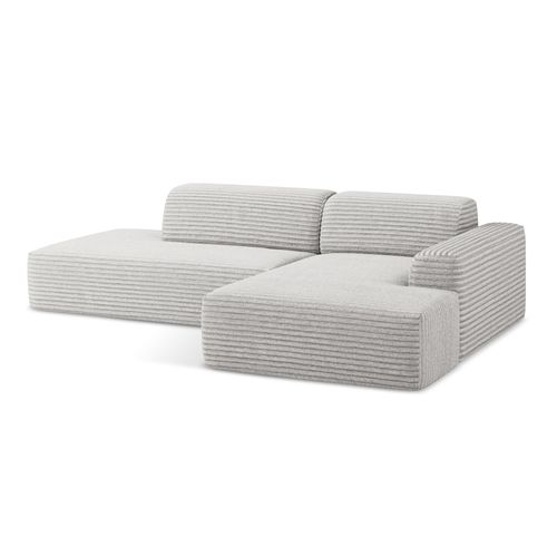 Canapé D'angle 3 Places Modulaire Gauche Keli En Velours Côtelé Gris Clair