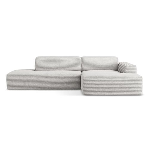 Canapé D'angle 3 Places Modulaire Gauche Keli En Velours Côtelé Gris Clair