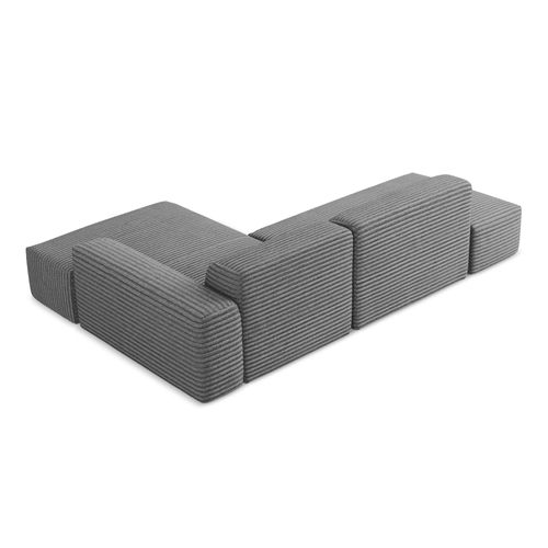 Canapé D'angle 3 Places Modulaire Gauche Keli En Velours Côtelé Gris Foncé