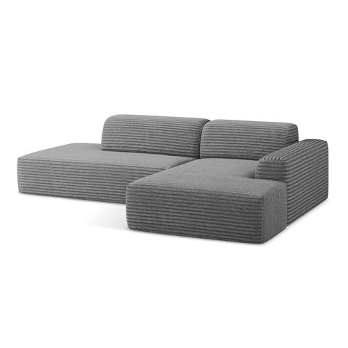 Canapé D'angle 3 Places Modulaire Gauche Keli En Velours Côtelé Gris Foncé