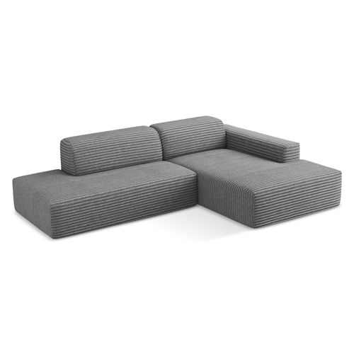 Canapé D'angle 3 Places Modulaire Gauche Keli En Velours Côtelé Gris Foncé