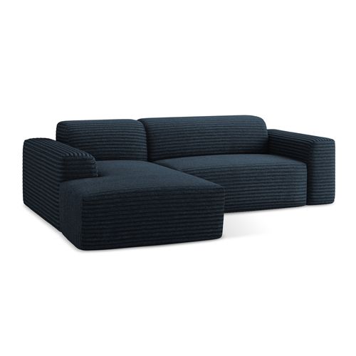 Canapé D'angle 3 Places Modulaire Gauche Keli En Velours Côtelé Bleu Royal