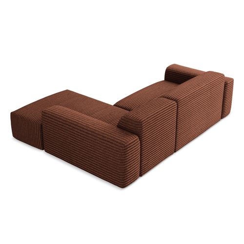 Canapé D'angle 3 Places Modulaire Droit Keli En Velours Côtelé Terre Cuite