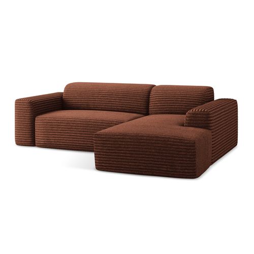 Canapé D'angle 3 Places Modulaire Droit Keli En Velours Côtelé Terre Cuite
