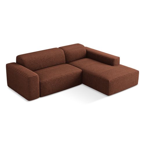 Canapé D'angle 3 Places Modulaire Droit Keli En Velours Côtelé Terre Cuite