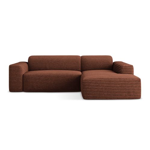 Canapé D'angle 3 Places Modulaire Droit Keli En Velours Côtelé Terre Cuite