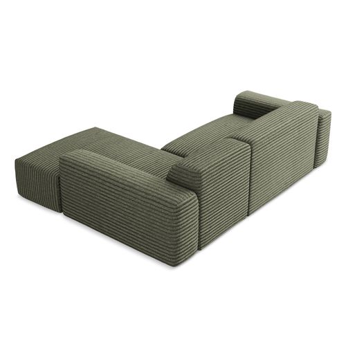 Canapé D'angle 3 Places Modulaire Droit Keli En Velours Côtelé Olive