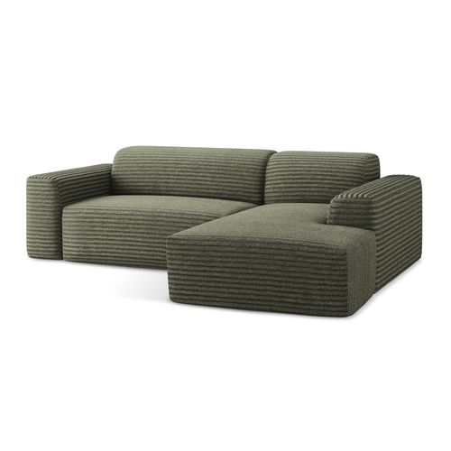 Canapé D'angle 3 Places Modulaire Droit Keli En Velours Côtelé Olive