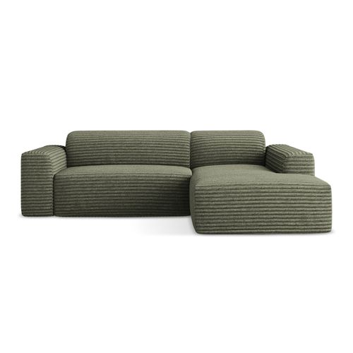 Canapé D'angle 3 Places Modulaire Droit Keli En Velours Côtelé Olive