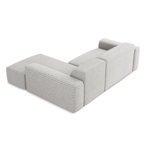 Canapé D'angle 3 Places Modulaire Droit Keli En Velours Côtelé Gris Clair