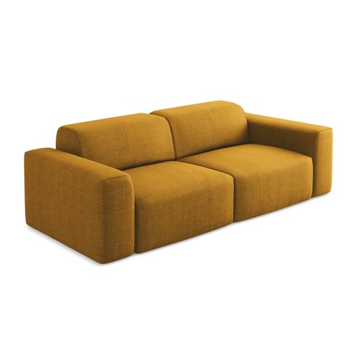 Canapé Modulable 2 Places Keli En Tissu Texturé Moutarde