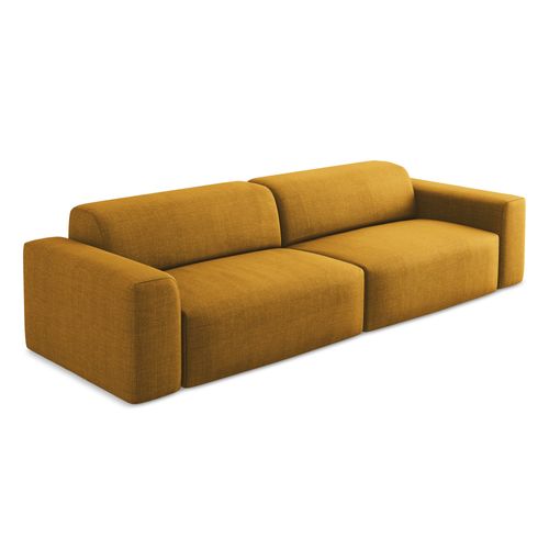 Canapé Modulable 4 Places Keli En Tissu Texturé Moutarde